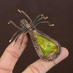 Natural Green Opal Gemstone Handmade Copper Wire Wrap Spider Pendant 2.56 u1y63