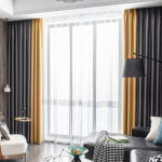 2TK konkskardin Kahekohaline avatud t&auml;ismagamistoaga kodu T&auml;ielik pimendav kardin Elutuba Elegantne maast laeni sobiv kardin W150&times;H270cm hall