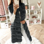 Moodne naiste s&uuml;gis- ja talvine Faux Gilet Vest, varrukateta vest kehasoojendaja jakkmantel L must