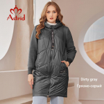 Astrid Naiste 2024. aasta s&uuml;gistalve jope, keskmise pikkusega kapuutsiga disain, &uuml;lisuur elegantne naiste sulejope, soe parkja naiste mantel XL tumehall v&auml;rv