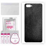 apgo Protective Skin Sticker for the back compatible with Realme C2, Wrap Film, Foil, Vinyl - Pattern Black Leather
