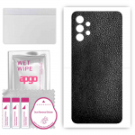 apgo Protective Skin Sticker for the back compatible with Samsung Galaxy A32 5G, Wrap Film, Foil, Vinyl - Pattern Black Leather