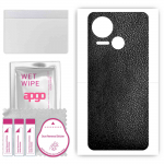 apgo Protective Skin Sticker for the back compatible with Tecno Spark 10 5G, Wrap Film, Foil, Vinyl - Pattern Black Leather