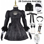 Nier Automata Cosplay kost&uuml;&uuml;m Yorha 2B seksikas riietus M&auml;ngud &Uuml;likonnad Naistele Rollim&auml;ng Kost&uuml;&uuml;mid T&uuml;drukutele Halloweeni peokleit L-(Full set+wig)