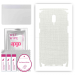 apgo Protective Skin Sticker for the back+sides compatible with OnePlus 6T ML, Full Wrap Film, Foil, Vinyl - Pattern White Fabric