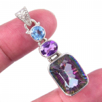 Looduslik Mystic Topaz, Aafrika Amet&uuml;st 925 Sterlingh&otilde;be Kingitus Ripats 1.50 K1R74