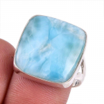 Natural Republic Larimar Kivist 925 Prooviga Sterling H&otilde;bedast Kingitus S&otilde;rmus S.7 F9O37