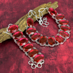 Lihvitud rubeliidist v&auml;&auml;riskivist ehted, 925 sterlingh&otilde;bedast k&auml;ev&otilde;ru ja kaelakee komplekt, k&auml;sitsi valmistatud reguleeritava ketiga ehtekomplekt t&auml;nup&uuml;hadeks Adjustable With 8"-18" roosa