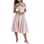 Naiste kleit Madala l&otilde;ikega spagetirihmaga seljata, varrukateta A-kujuline suur kiik puhas v&auml;rvi &otilde;huke v&ouml;&ouml;koht, plisseeritud kokteil S must