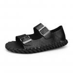 Klassikalised Meeste Sandaalid slip-on Suvised Nahast Sandaalid Sussid Mehed V&auml;litingimustes Vabaaja Kerged Sandaalid Kingad 38 must