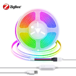 Tuya Smart Zigbee USB 5V COB LED-riba valgus RGB h&auml;mardatav WiFi Alexa Google Control LED lint Ruumi sisekujundus teleri tagavalgustus 1M