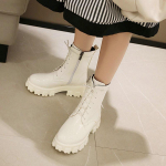 Naiste poolsaapad platvormiga Chunky Heel Naiste gooti stiilis mootorrattasaapad 36 valge