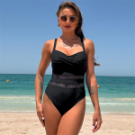 Tugevad ujumiskost&uuml;&uuml;mid Push Up naiste &uuml;hes t&uuml;kis ujumistrikoo Seksikas v&otilde;rguga ujumisriided Naistele Monokini rannaujumiskost&uuml;&uuml;m S must