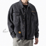 Denim Pockets jakk Meeste trend Student Wild Loose Kombinesoon Mantel S sinine