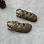 Johnature Ehtsast nahast &uuml;mmarguse varbaga sandaalid Retro lamedad &uuml;hev&auml;rvilised mitmek&uuml;lgsed naiste kingad 38 khaki