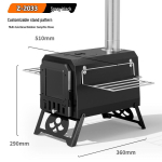 Outdoor Camping roostevabast terasest kokkupandav puupliit &ndash; telgi k&uuml;te, valgustus, piknik &ndash; piiri&uuml;lene turism August New Model 2033 Black gray