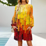 Moodne naiste pikkade varrukatega joonkleit, s&uuml;gisene vabaaja puljongiga, laia kaelusega taskutega kleit L must