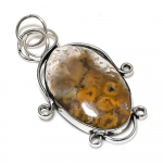 Fossil Coral Gemstone Handmade 925 Sterling Silver Jewelry Pendant 2.36 c2i57