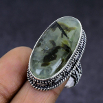 Prehnite Gemstone handmade 925 Sterling Silver gift Jewelry Ring Size 8 D8I99