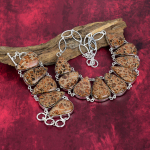 Asteroid Jaspise v&auml;&auml;riskivist ehted, 925 h&otilde;bedast ehted naistele, imeline k&auml;ev&otilde;ru ja kaelakee ehtekomplekt pulmakingituseks Adjustable With 8"-18"