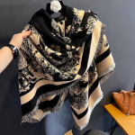 2024 Uus Vintage Tr&uuml;kitud Uus Liblikas S&uuml;gis ja Talv Suur Ruudukujuline Sall Elegantne Keebi-Sall Naistele 132x134cm