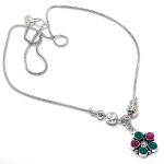 Kashmir Ruby, Emerald Natural Gemstone Handmade Gift Necklace 18 m0i34