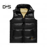 Meeste termovest mantel, krae, varrukateta lukuga suletav taskutega vest Kuldse kirjatr&uuml;kiga vestimantel M must