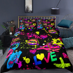 3D-v&auml;rviline huuleprindiga voodipesukomplekt Deluxe kodumagamistoa tekikate ja padjap&uuml;&uuml;r, mikrokiust materjalist 2/3 voodipesu kaunistus Baby 100x135cm
