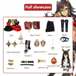 Dehya Cosplay Kost&uuml;&uuml;m Anime M&auml;ng  Dehya Cosplay Kost&uuml;&uuml;m Parukas P&uuml;ksid Kinnas Halloweeni Karnevali Kost&uuml;&uuml;mid Naistele XXL-(Costume+Wig)