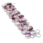 Blister Pearl Gemstone Handmade 925 Sterling Silver Bracelet 7-8 t2a81