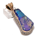 Natural Peacock Titanium Aura Gemstone Copper Jewelry Pendant 2.44 r2z69