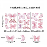 3 tk Cartoon Pink Butterfly Seinakleebised Lastetoa Magamistoa Lasteaia Kodukaunistuse Seinakleebised J&otilde;ulud 22.5x30CM 3PCS