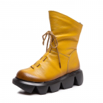 Moodsad Naiste Keskmise S&auml;&auml;rega Saapad Kiilud Kingad Naiste Platvormsaapad Ehtne Nahk Talvesaapad Naine Botas 35 kollane