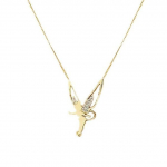 Naiste Luksuslik Elf Angel Kaelakee Rhinestone Metal L&auml;ikiv T&uuml;drukute Ingli Tiivad Ripats Kaelakee Haldjas Naise Kett Kaelakee Ehted 40cm kuld