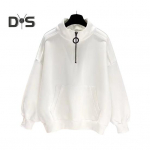Unisex s&uuml;gistalvine dressipluus poolt&otilde;mblukuga poolk&otilde;rge kraega &uuml;hev&auml;rviline lahtine pullover, pikkade varrukatega elastsed k&auml;tised ja &auml;&auml;ris, spordikooli topp XL must