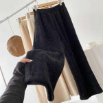 Uued talvised paksud vintage elastsed v&ouml;&ouml;koha sirged p&uuml;ksid naistele k&otilde;ik sobivad Mink Velvet &otilde;hukesed laiad p&uuml;ksid naiste vabaajar&otilde;ivad S must