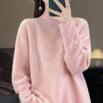 Poolk&otilde;rge kaelusega kudumid Retro žakaarmustriga kampsun Naiste vabaaja mood Laia l&otilde;ikega &Uuml;hev&auml;rvilised aluss&auml;rgid One Size