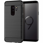 P&otilde;rutuskindel silikoon&uuml;mbris Samsung S9 pluss Galaxy S9+ s&uuml;sinikkiust &uuml;mbrised galaxy s9plus harjatud tekstuuriga telefonikaanele Samsung S9 Plus must