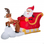 Santa Claus on Sleigh Blow up Built in Blower Party Light Christmas Merry