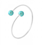 PERLINEA - Bracelet 2 V&eacute;ritables Perles de Culture d'Eau Douce Rondes 9-10 mm Bleu Turquoise - Argent 925 Milli&egrave;mes - Bijoux Femme