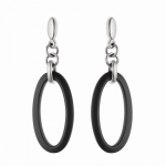 K&otilde;rvar&otilde;ngad - Jennah - 925 Sterling Silver Roodium - Must keraamiline - Suur mudel - Push System must