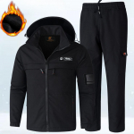 Winter Plus velvet kombinesoonid. Meeste paksendatud soe, k&uuml;lma tuule- ja veekindel jope &uuml;likond XXXXL must