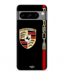 Coque - MANIACASE - Google Pixel 8a Pro - Logo PORSCHE rouge et dor&eacute; - Silicone - Souple