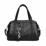 Naiste kott Keskealise ema kott Lihtne Retro Naiste kott K&auml;ekott Pehme nahk Suure mahutavusega Ristkott must