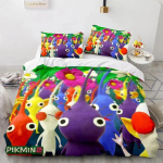 Multikas M&auml;ng Pikmin Voodipesukomplekt Poistele T&uuml;drukutele &Uuml;heinimese Kuninganna Suurus Tekikott Padjap&uuml;&uuml;r Voodi Lapsed T&auml;iskasvanud Mood Kodutekstiilid 70x133cm 2pcs blue