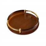 Cosmetic Tray with Handles Round Design for Trinket Storage in Coffee Table Decor 30x30x4.5cm