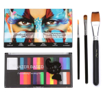 Face painting plate Face and Body Paint set - Makeup for Parties and Halloween Makeup with three brushes color