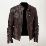 Moodne meeste vintage jahe mootorratta nahkjakk s&uuml;gistalvine pikkade varrukatega jakk, mantel, krae, klubi Bomber jope, suur suurus 2XL pruun