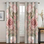 2 tk, Abstraktne Lilleline Kuldne Joon Moodne Lilleline Digitaalselt Tr&uuml;kitud Kardin Elutoa Kardinad Aasadega &Uuml;laosa Kardinad Elutoa 2x50W160H(CM)40x63in&Hook gray
