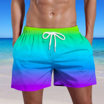 Meeste suvised ujumisp&uuml;ksid, taskutega kiirelt kuivavad l&uuml;hikesed p&uuml;ksid, pluss gradientprinteriga rannap&uuml;ksid L sinine